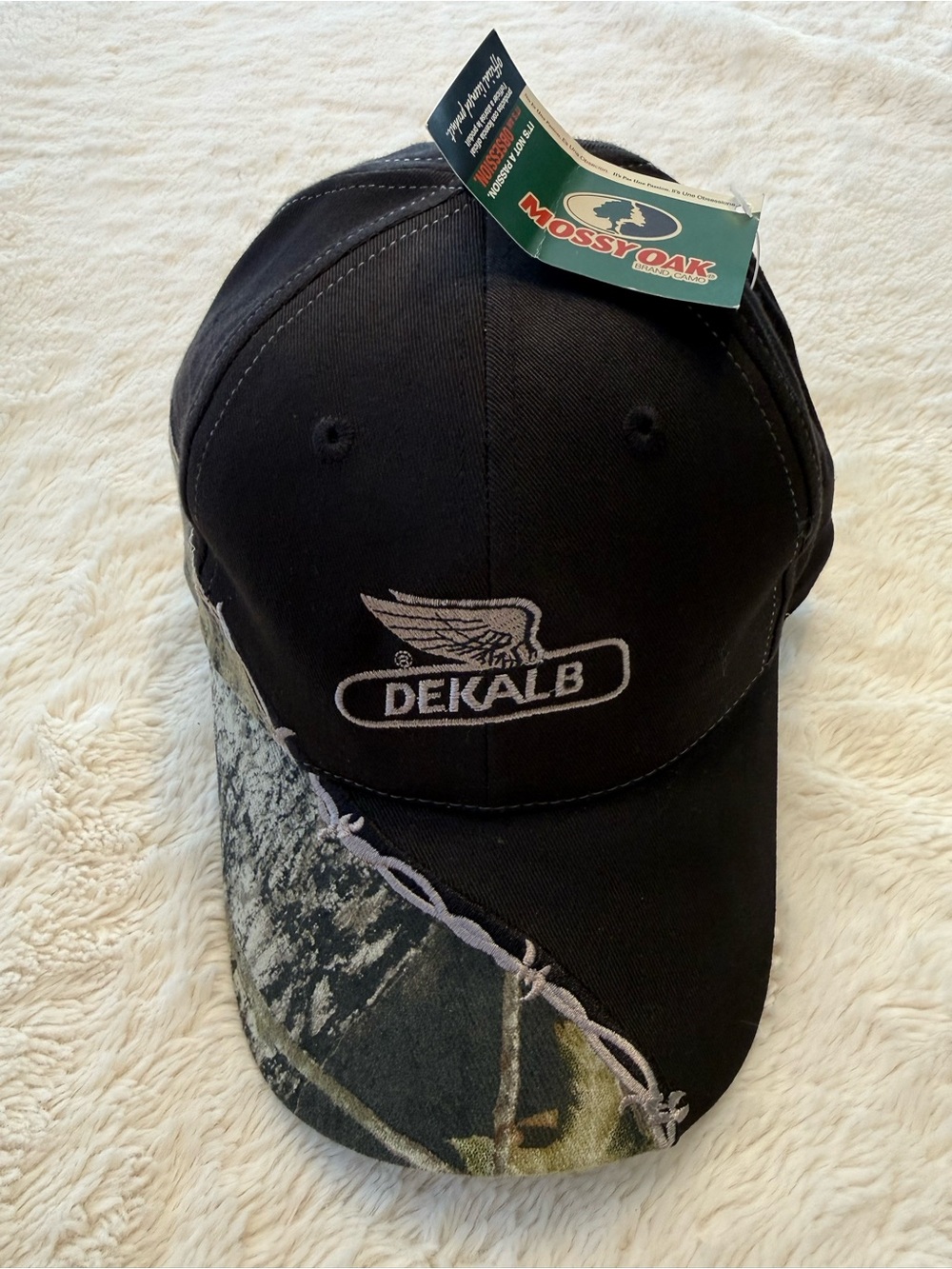 Mossy Oak Black and Camouflage Dekalb Logo Baseball Cap